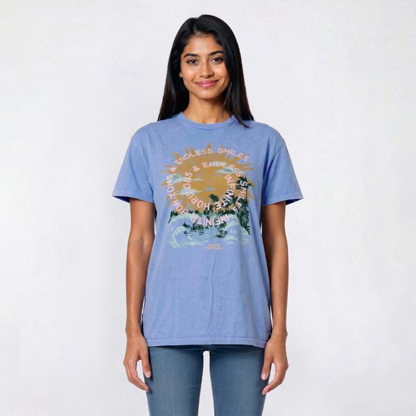 Juniors Endless Smiles Distressed Mineral Wash Tee
